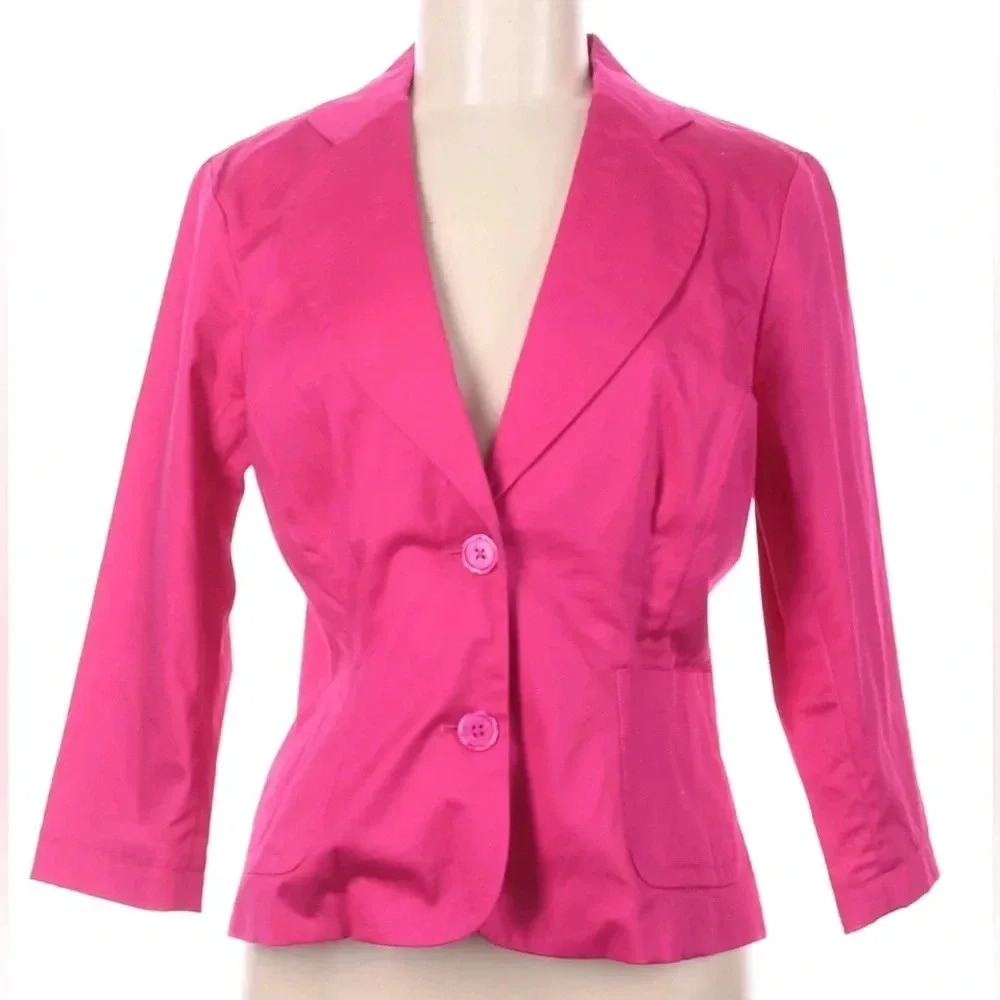 Joan Rivers Pink Casual Roll Up Sleeve Jacket Blazer- Size Large- EUC